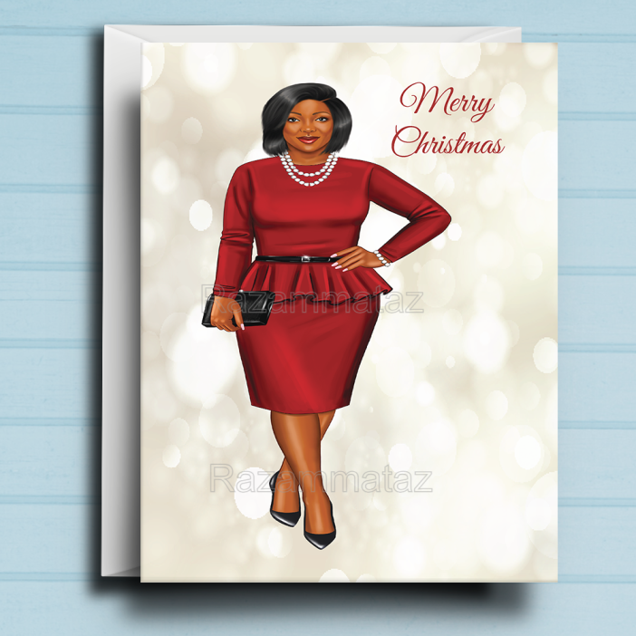 Black Woman L Christmas Card